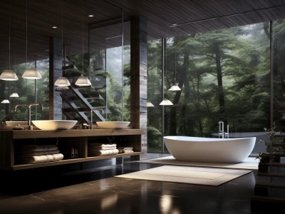 Image Of A Bathroom In A Tree Covered Forest