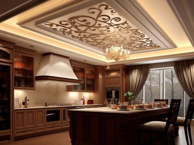 Image Of A Contemporary Kitchen Has A Large Ceiling