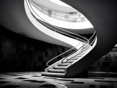 Image Of A Stair In A Black And White Environment