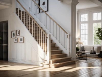 Impressive Interior With Hardwood Floors, A Stairway And A Bright Window