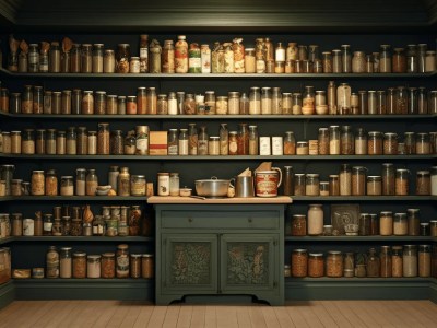 Interior With Shelves Of Spices