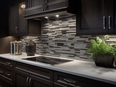 Kitchen Backsplash In A Kitchen With A Dark Color Scheme