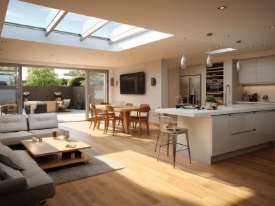 Kitchen, Dining Area And Living Area Have An Opening Skylight