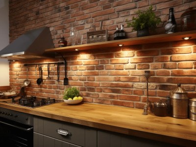 Kitchen Has A Brick Wall