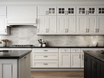 Kitchen In A White And Black Colour Scheme