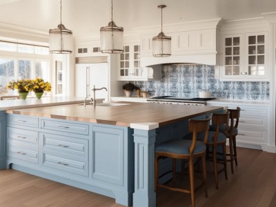 Kitchen Island Is Blue