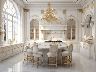 Kitchen With An Ornate Gold Theme