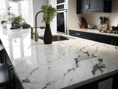 Kitchen With White Quartz Countertops