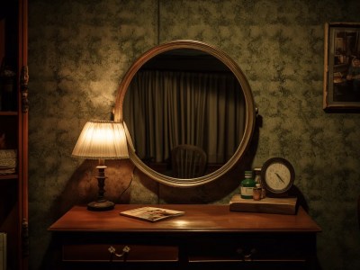 Lamp And Table Top Lamp On A Brown Dresser