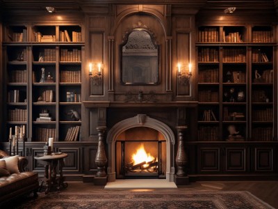 Large Bookshelf Behind Fireplace