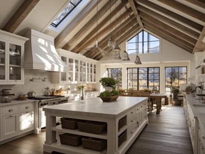 Large Country Kitchen With Vaulted Ceilings