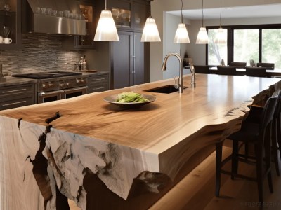 Large Natural Wood Countertop