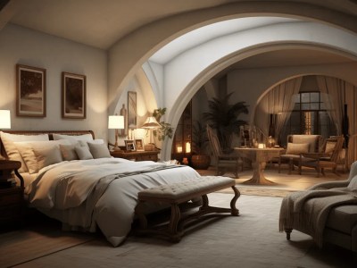 Large White Bed Set In An Archway