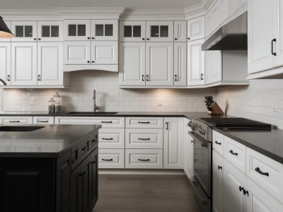 Large White Kitchen With Black Kitchen Cabinets