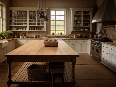 Large Wood Table In A Kitchen