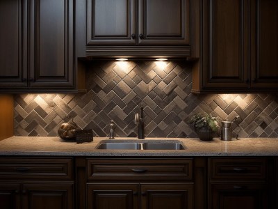 Light Up This Kitchen With A Brown Tile Backsplash