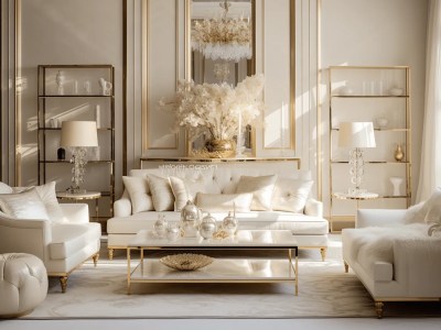 Living Room Featuring An Elegant Setup And White Furniture