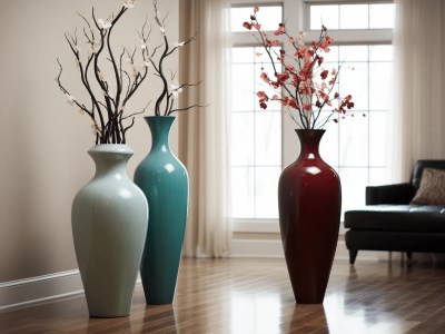 Living Room Has Three Different Colored Vases