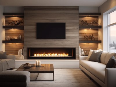 Living Room With A Fireplace And Tv On Top