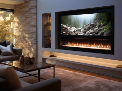 Living Room With A Fireplace On The Wall