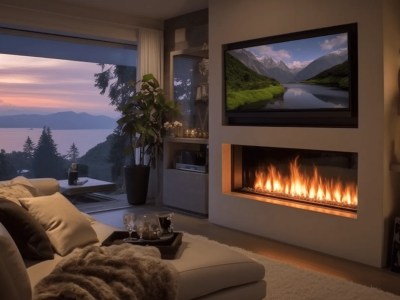 Living Room With An Tv Facing An Electric Fireplace