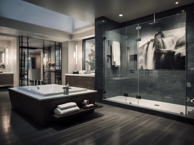 Luxurious And Modern Bathroom With A Glass Stall