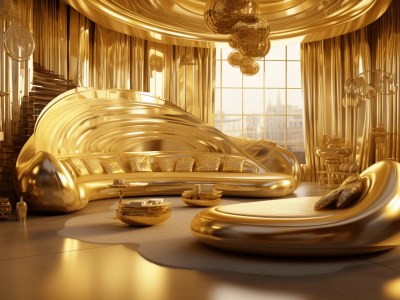 Luxury Living Room That Is Decorated In Gold