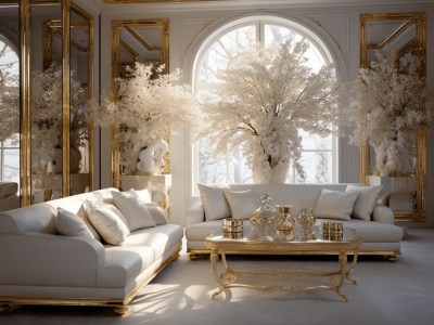 Luxury Parisian Living Room With Gold Decorations