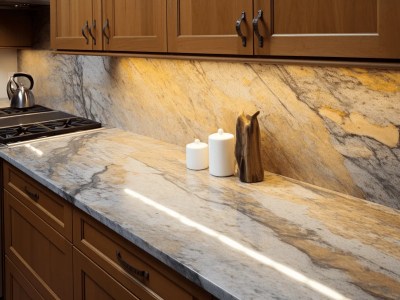 Marble Counter Tops Of A Kitchen