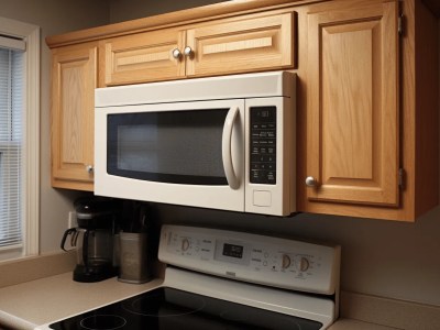 Microwave Oven Is Mounted Next To A Stove And Oven