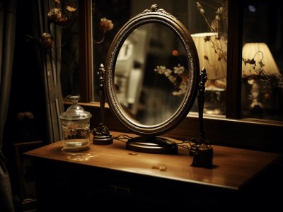 Mirror On A Wooden Dresser