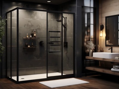 Modern Bathroom With Black And Floor