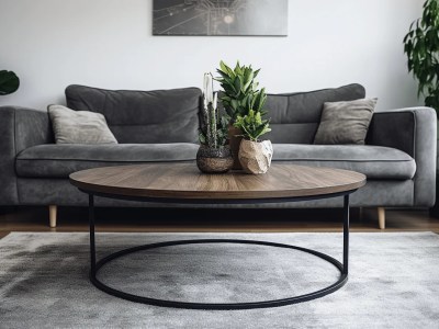 Modern Coffee Table With Plants In The Middle Of A Living Room