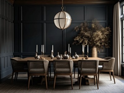 Modern Dining Room Design With Wood And Dark Walls