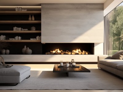 Modern Fireplace With Glass Shelves