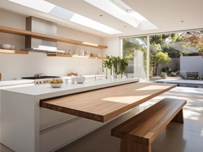 Modern Kitchen With A Wooden Table