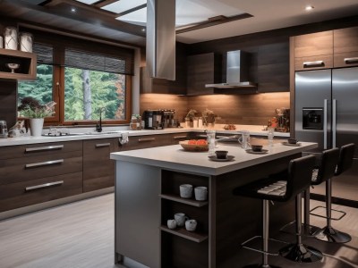 Modern Kitchen With Stainless Steel Cabinets