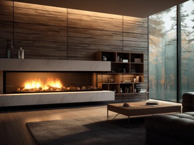 Modern Living Room Comes With A Fireplace And Modern Furniture