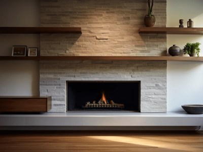 Modern Living Room Fireplace And Shelving