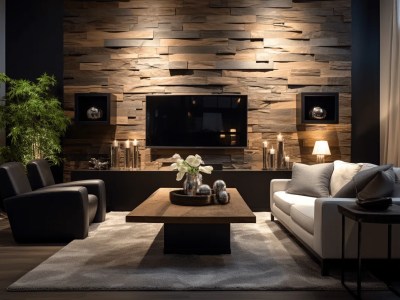 Modern Living Room Has A Built In Tv