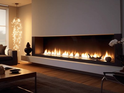 Modern Living Room Has A Fireplace That Produces Heat