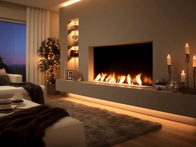 Modern Living Room With A Fireplace