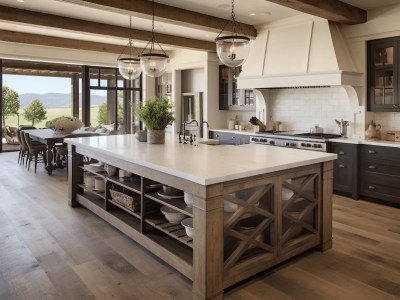 Modern Rustic Kitchen With Wood Cabinets And White Floors