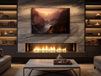 Mountain Landscape On The Wall Behind A Fireplace