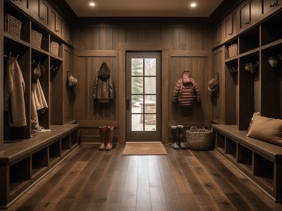 Mudroom With Doors For Shoes And Boots