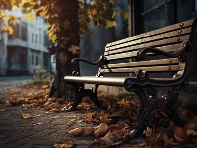 Old Bench In A City Background