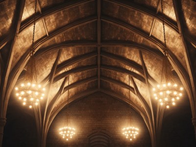 Old Gothic Style Building With Lights In The Vaults