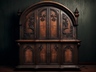 Old Gothic Wardrobe On A Dark Background