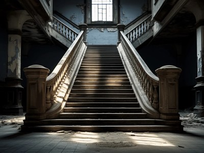 Old Staircase In A Abandoned Building