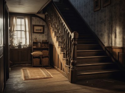 Old Staircase With Wooden Treads